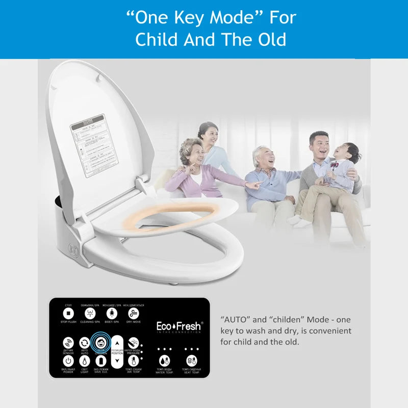 Ecofresh smart toilet seat cover electronic bidet cover clean dry seat heating wc intelligent toilet seat cover child seat