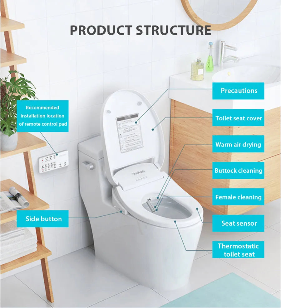 Ecofresh smart toilet seat cover electronic bidet cover clean dry seat heating wc intelligent toilet seat cover child seat