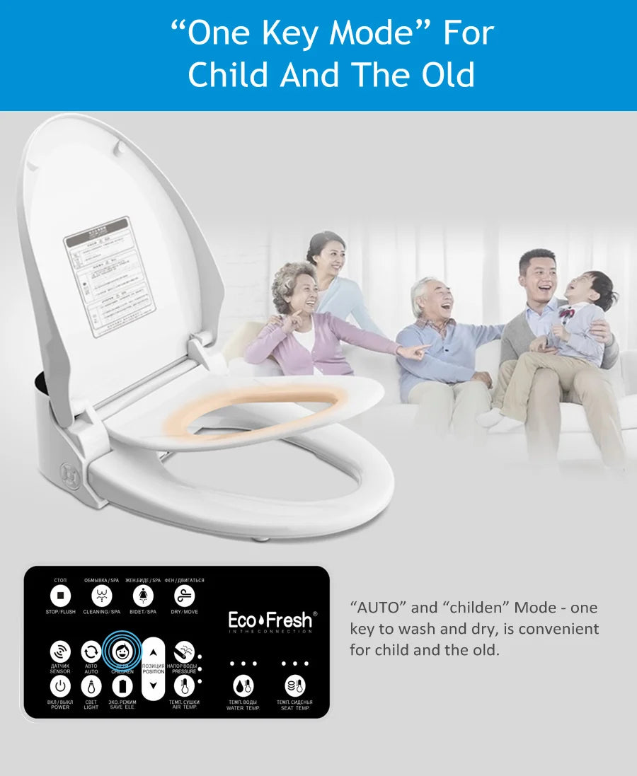 Ecofresh smart toilet seat cover electronic bidet cover clean dry seat heating wc intelligent toilet seat cover child seat