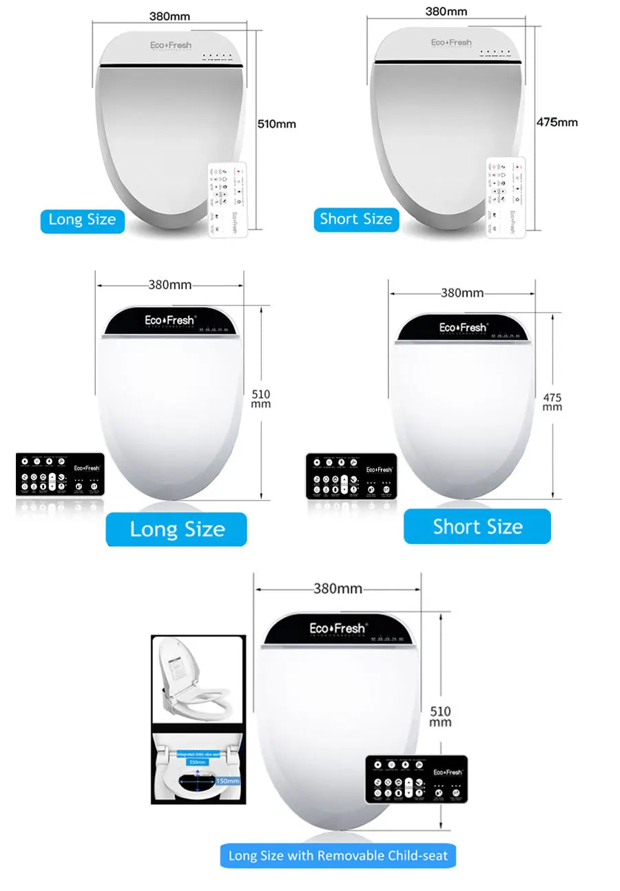 Ecofresh smart toilet seat cover electronic bidet cover clean dry seat heating wc intelligent toilet seat cover child seat